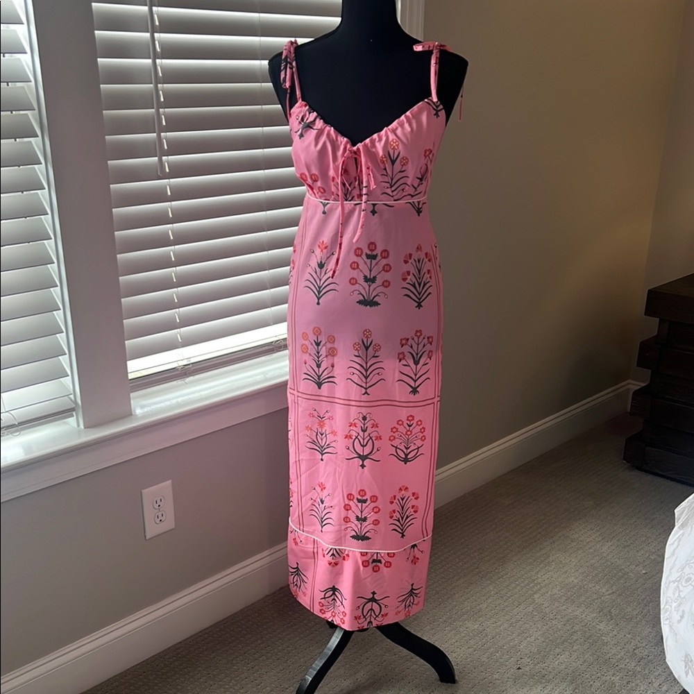 Pink and Black Spaghetti Strap Sundress Resort Wear
